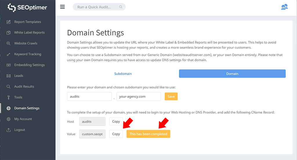 DNS settings